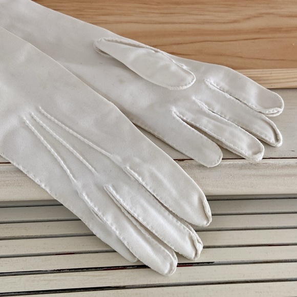 Womens Vintage White Church Dress-Up Fancy Easter Gloves - Picture 4 of 8